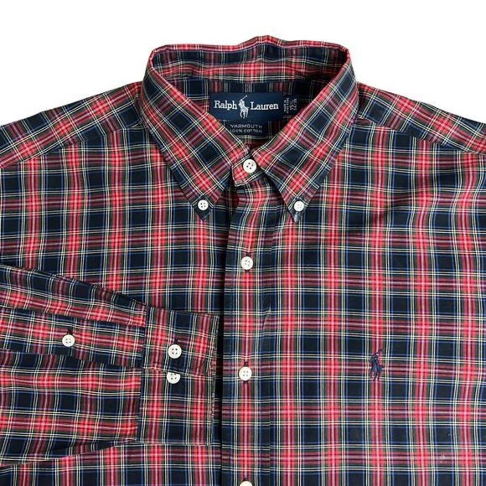 Ralph‎ Lauren Yarmouth Multicolor Plaid Long Sleeve Button Shown Shirt Neck 15.5